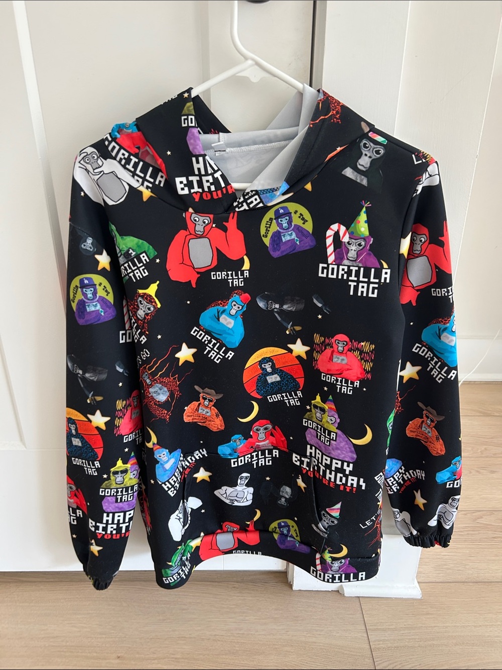 Kids Black Gorilla Tag Hooded Pullover Jacket
